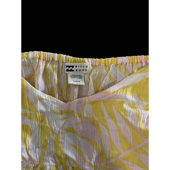 NWT Billabong Cropped Tank Top Yellow/white And Pink  Floral Size LG BoxAK - Picture 3 of 5